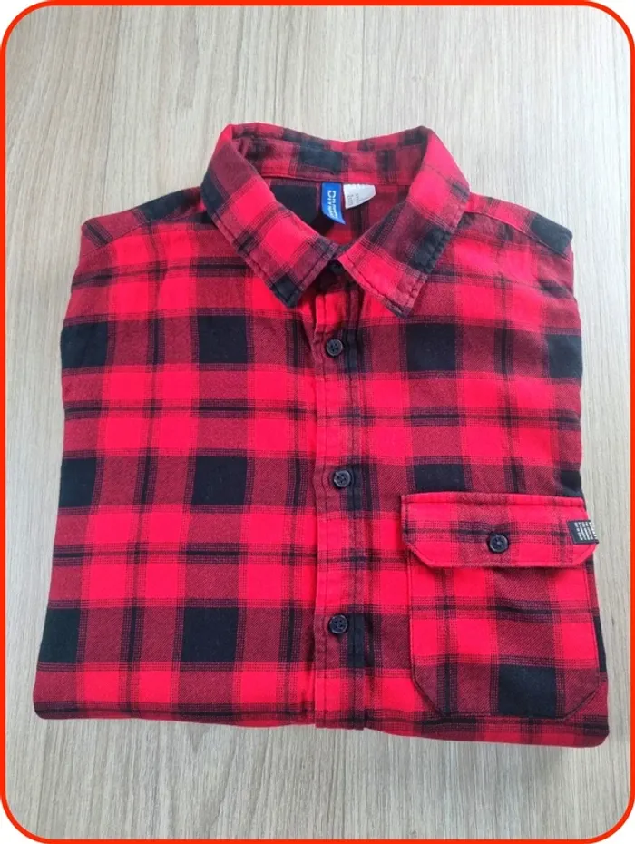 Chemise à carreaux rouge Homme H&M Taille M