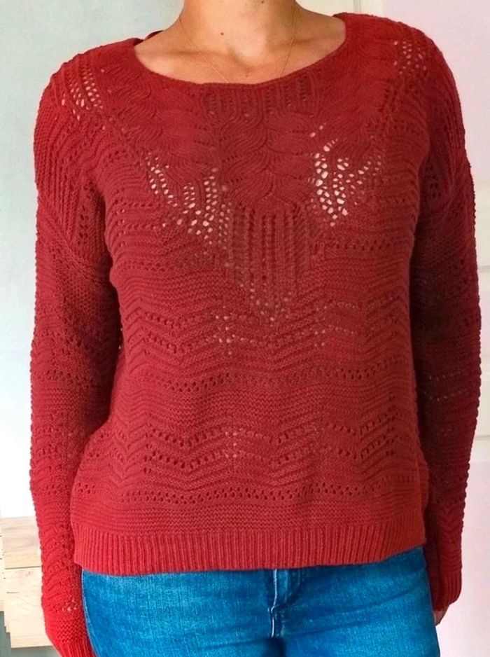 Pull ample  ajouré en maille -  Rouille  -  Etam  XS  - Neuf  étiquette