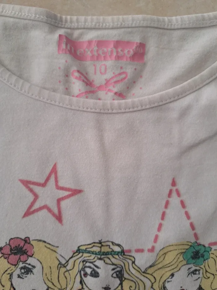 Tee shirt manches longues blanc 10 ans 👧 In Extenso - photo numéro 2