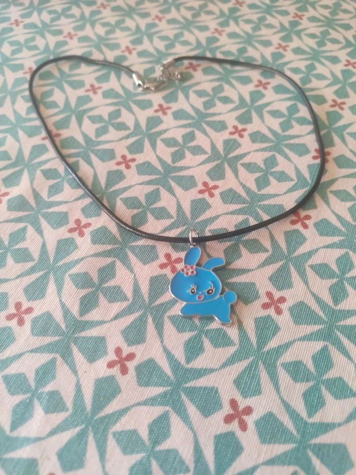 Collier métal chat bleu - photo numéro 3