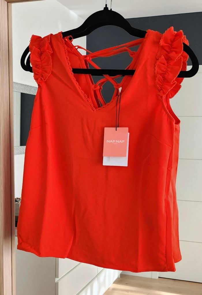Haut manches courtes orange taille 36 Naf Naf