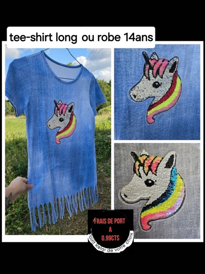 Tee-shirt à frange Licorne fille 14ans sequins