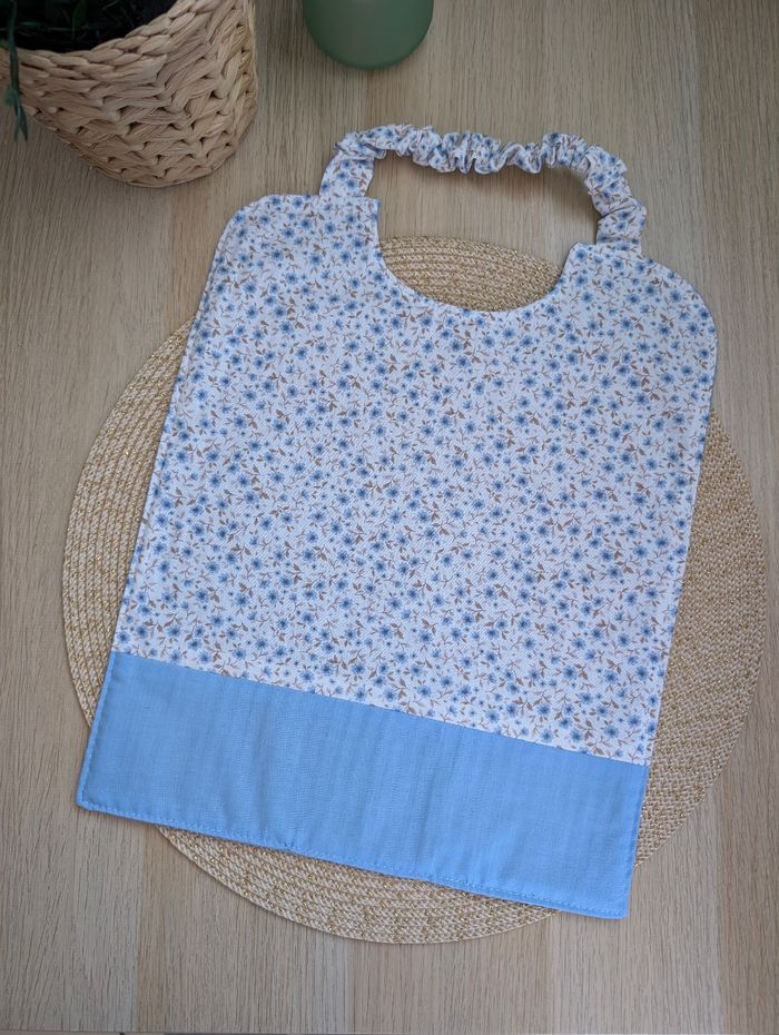 Serviette de cantine fleurie bleu - photo numéro 2