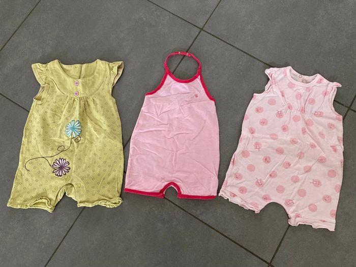 Lot ensemble barboteuse Combishort short vêtement été bébé fille 6 mois