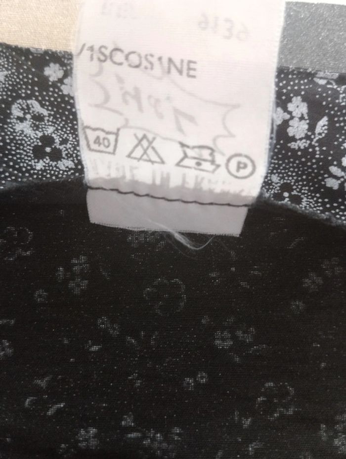 Robe boutonnée vintage noire fleurs blanches en viscose taille 40 - photo numéro 5