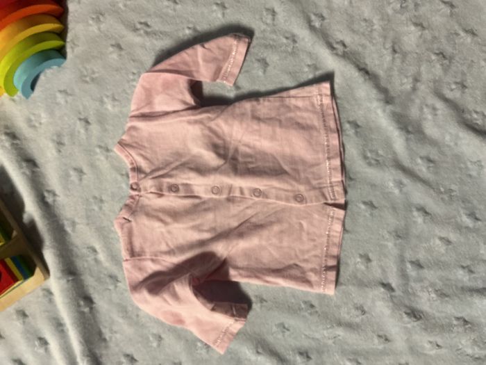 teeshirt manches longues rose inscription argent ouverture totale au dos 1 mois les p'tits babies - photo numéro 7