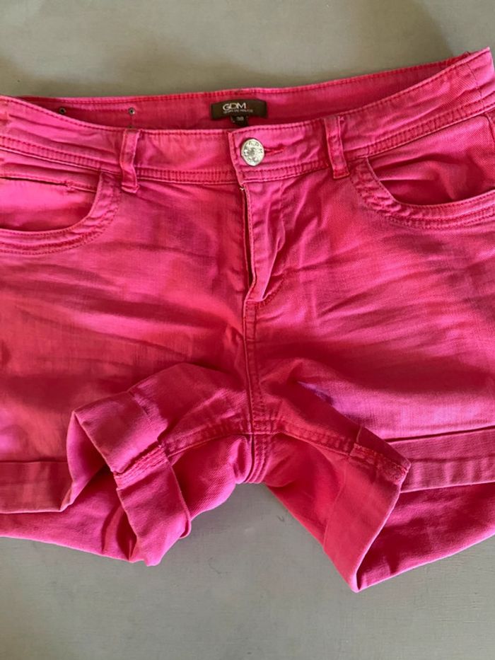 short en jeans GDM fuschsia taille 38 - photo numéro 5