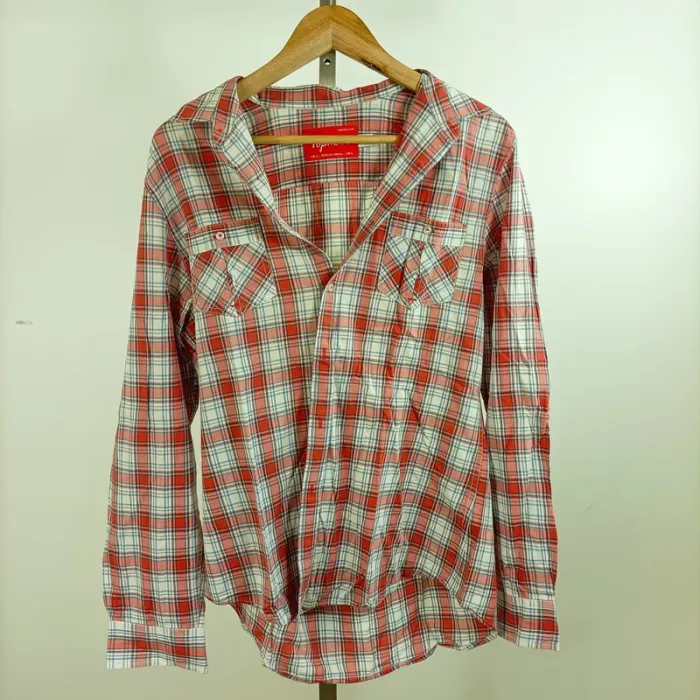 Chemise à carreaux rouges Topman style bûcheron coton élastane taille L  A1296 - photo numéro 2