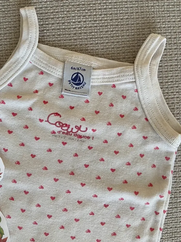 Body Petit Bateau 6 mois avec bretelles - photo numéro 2