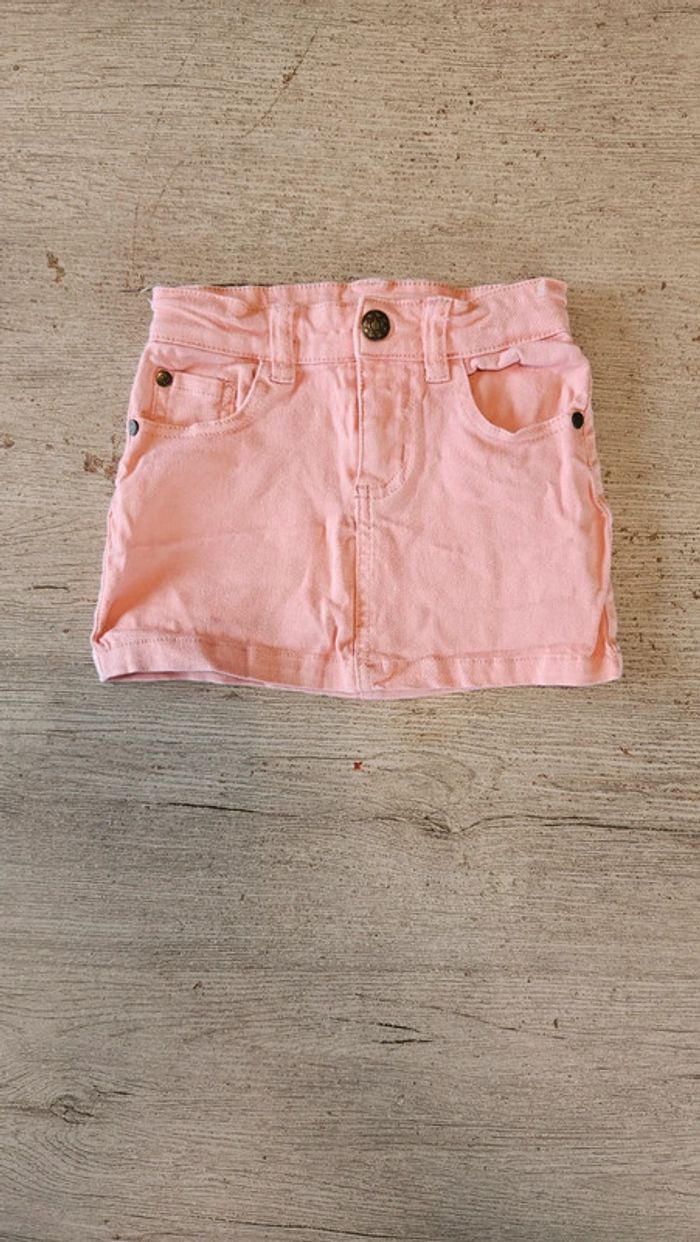 Jupe courte en jean s stretch rose clair, ajustable à la taille, Influx, 5 ans, jamais mise - photo numéro 2