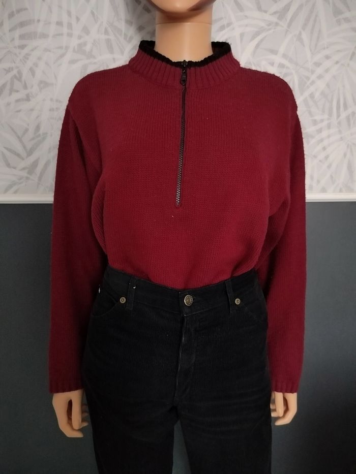 Pull col zippée vintage bordeaux/ prune T42/44 N*482 - photo numéro 4