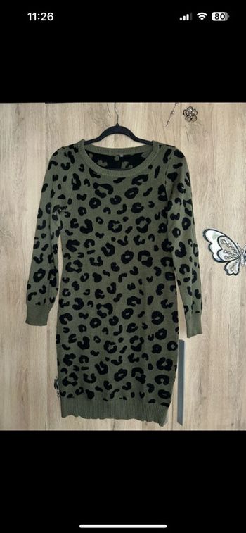 Robe pull kaki léopard taille S 36
