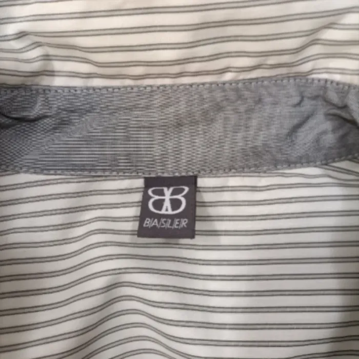 Chemise rayée Basler à col contrastant gris, manches longues, taille 42 A1181 - photo numéro 3