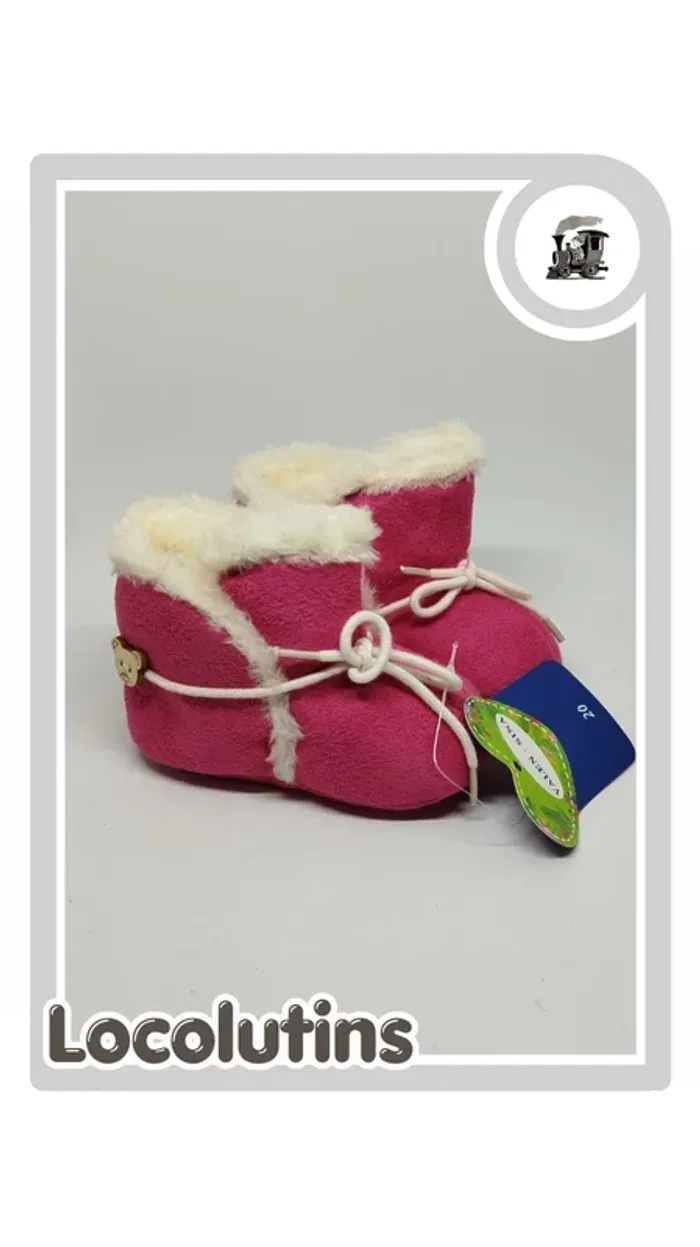 🚂 Chaussons fourrés bébé ▪ rose taille 20