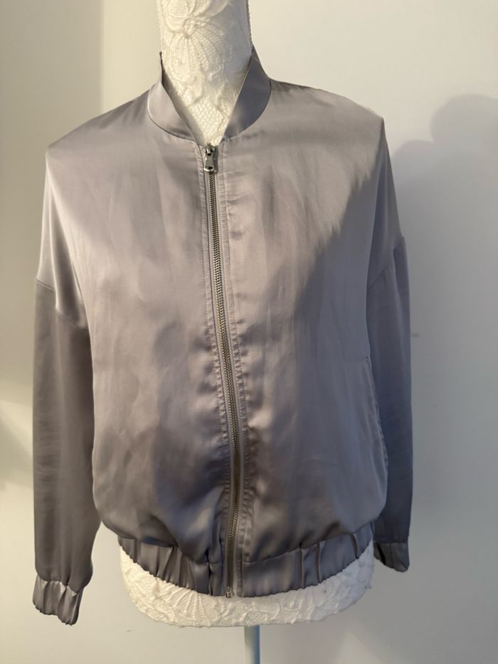Bomber blouson veste mango argenté 36 - photo numéro 3