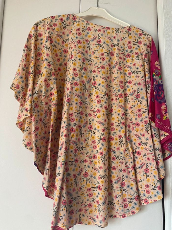 Poncho fantaisie multicolore avec fleurs et broderie - photo numéro 10