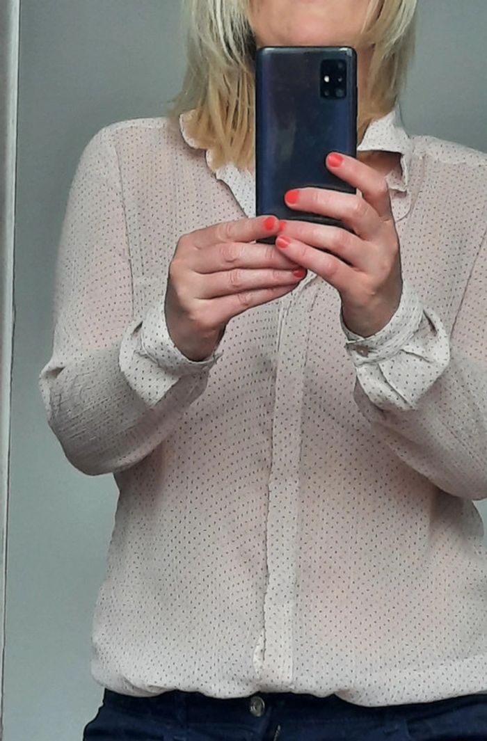 Chemise légère rose pâle à petits pois Camaïeu