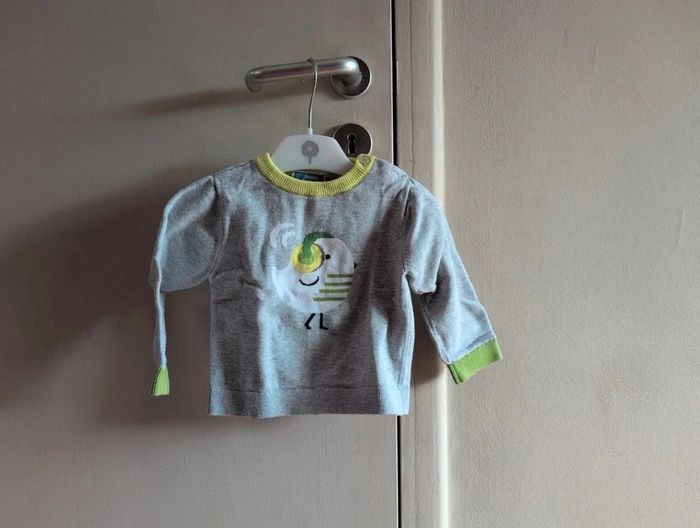 Pull bébé garçon intarsia oiseau - gris chine clair jacadi - photo numéro 2