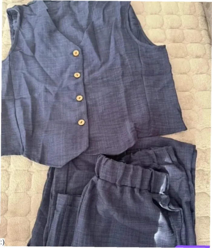 Ensemble Femme Deux Pièces Bleu Marine Gilet Pantalon - Taille S Neuf Jamais Porté - photo numéro 3