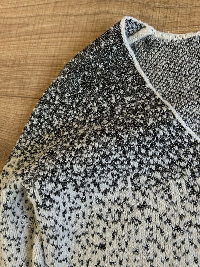 Pull blanc écru et argenté pailleté Morgan taille XS TBE - photo numéro 9