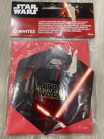 Lot 6 invitations Stars Wars et enveloppes
