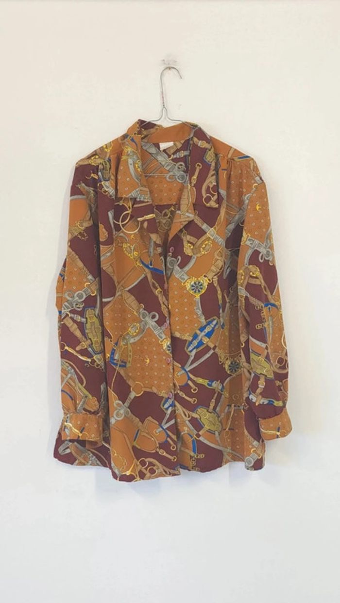 Jolie chemise vintage fluide et légère motifs chaines - photo numéro 8