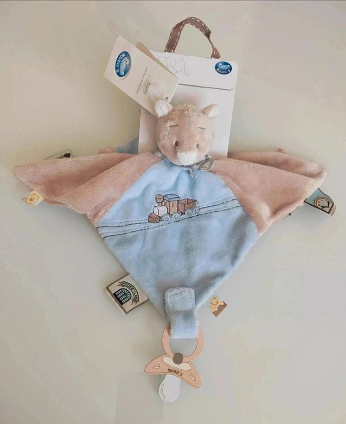 30 € Doudou plat ours Nouky Tidou Bleu Beige Train Noukie's