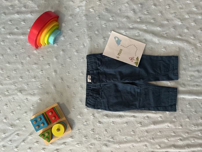 pantalon léger bleu pat et ripaton 6 mois taille réglable - photo numéro 2