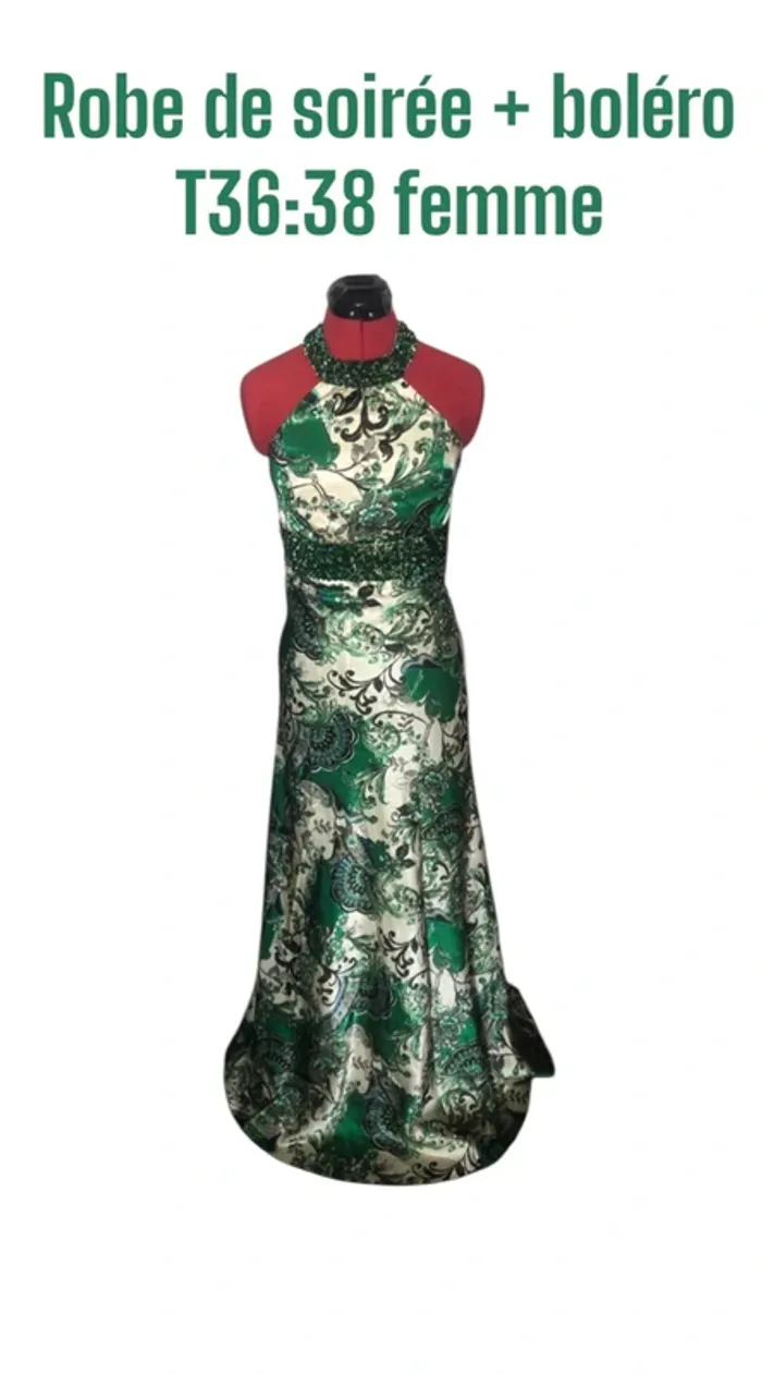 Robe de soirée + boléro T36/38 femme 👗