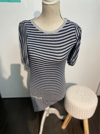 Robe pull marinière grise et marine TS