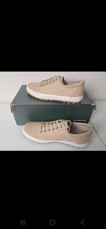 Aigle tennis baskets de ville en toile beige homme P.41 neuves