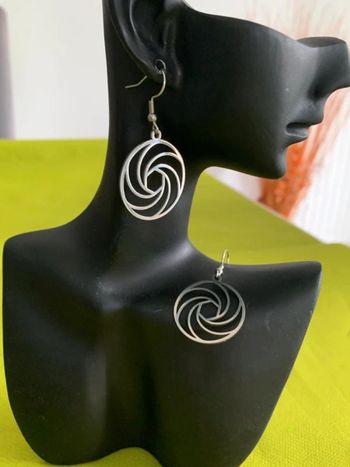 Boucles d’oreilles spirale en acier inoxydable argenté