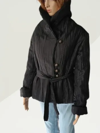 veste matelassée style doudoune ,Miss Lisa ,port avec ceinture ,grand col