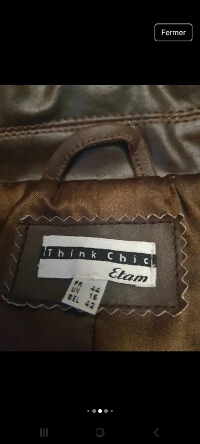 Veste Blazer en cuir Marron Etam fr 44 be 42 - photo numéro 7