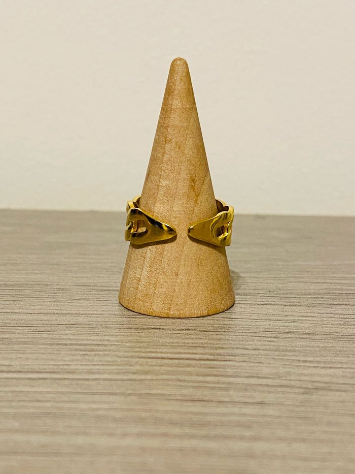 Bague épaisse ajustable doré maillons martelée acier inoxydable - photo numéro 5