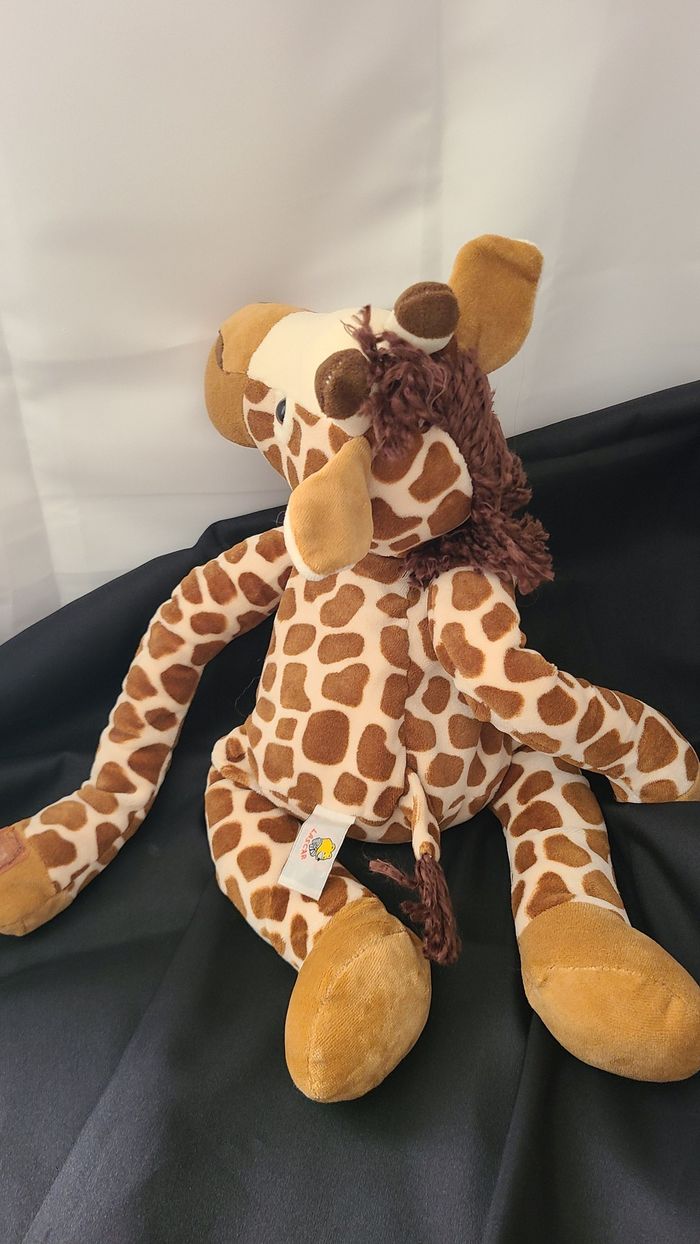 Peluche girafe marron et crème - photo numéro 3