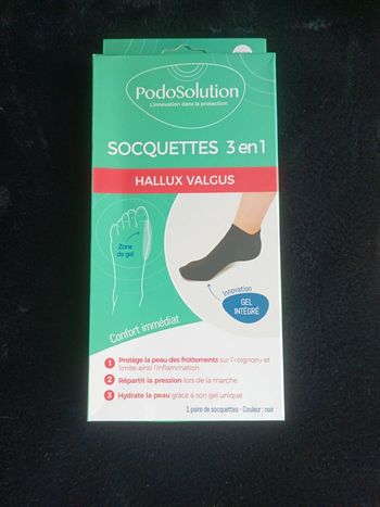 Paire de Socquettes 3en1 Neuve pour Hallux Valgus avec Gel intégré pour du confort Noires 35/38
