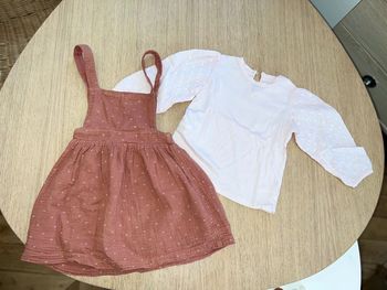 Ensemble 18-24 mois 2 ans 18 24 mango kiabi t-shirt plumetis robe gaze de coton