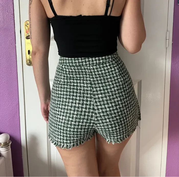 Short carreaux vert et blanc style tweed Pimkie - photo numéro 2