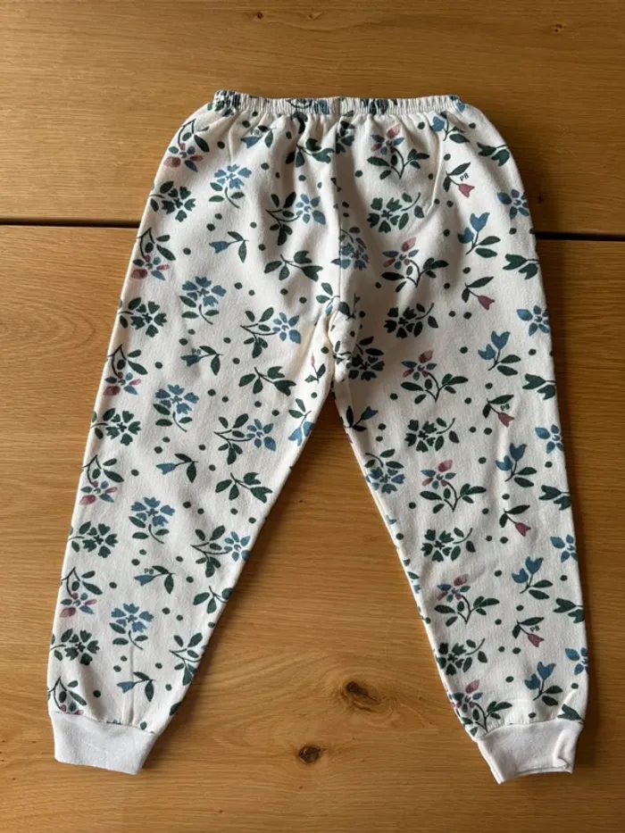 Pyjama 2 pieces en ML en molleton fond beige et fleurs vertes - Taille 4 Ans - photo numéro 13