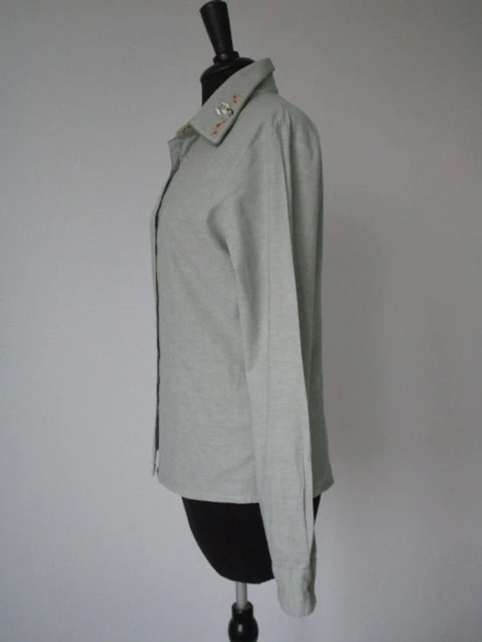 Chemise verte vintage chiens 38/40 TBE - photo numéro 5