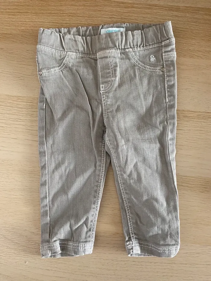 Pantalon jean legging bleu noir jacadi Paris 12 mois 74 cm beige fille bébé - photo numéro 8