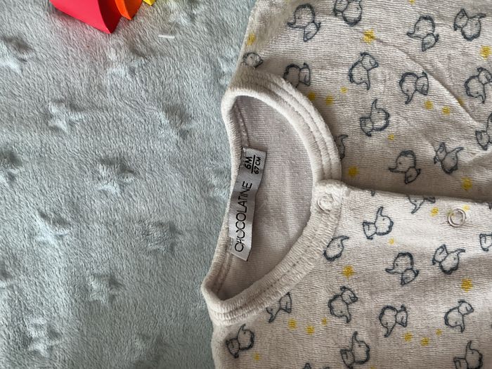 pyjama grenouillère en velours blanc motifs éléphants ouverture devant 6 mois chocolatine - photo numéro 8