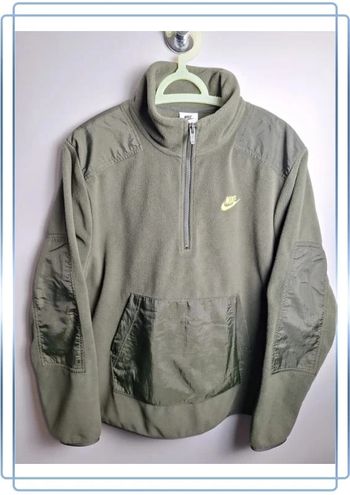 Polaire quart de zip nike / homme / taille S kaki / logo brodé bi matière