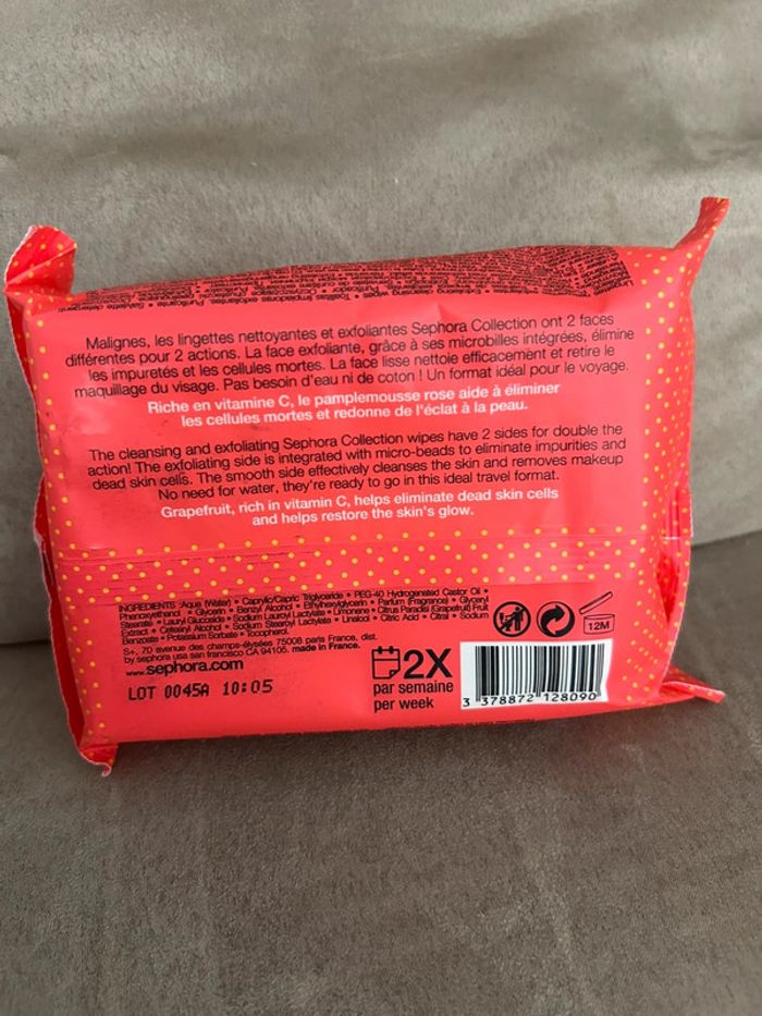 Lingettes exfoliantes pamplemousse Sephora neuves - photo numéro 2