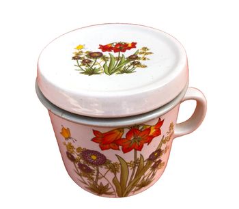 Mug Tisanière Céramique décor floral Mug / Filtre / Couvercle