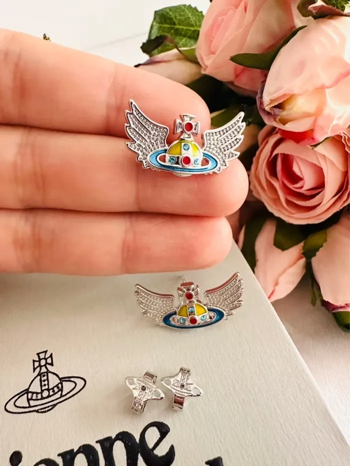 🪽Boucles d’oreilles Vivienne Westwood Orbite ailé multicolore - photo numéro 2