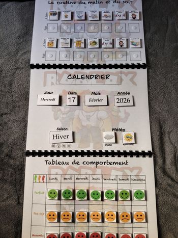 Trio Roblox 3 fiches calendrier plus comportement plus ma routine 