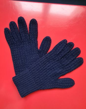 Gants vintage bleu marine tricotés maille fantaisie