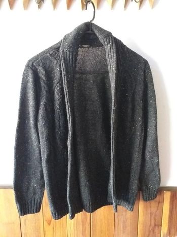 Gilet torsadé gris moucheté